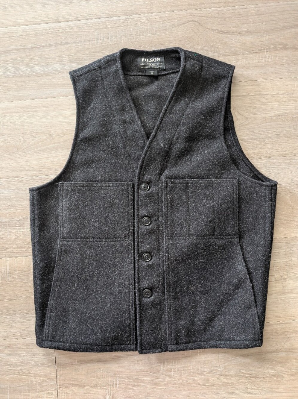 Filson 'Mackinaw' Wool Vest in Charcoal - Picture 2 of 6
